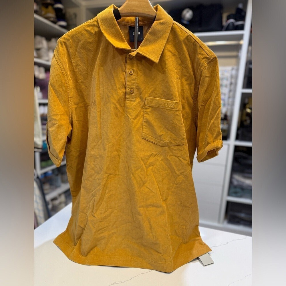Kith Summer Corduroy Golden Polo Shirt honey bee Size Large